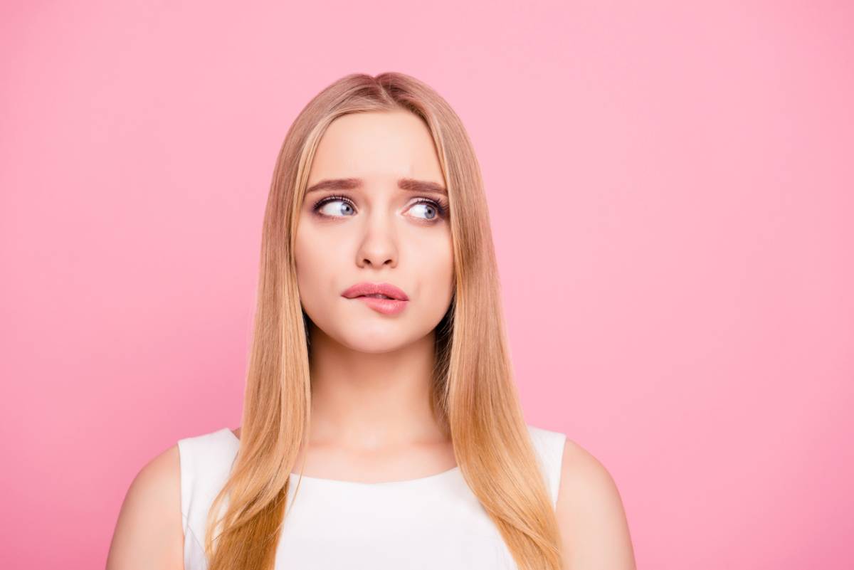 Woman worried about the effects of stress on her face